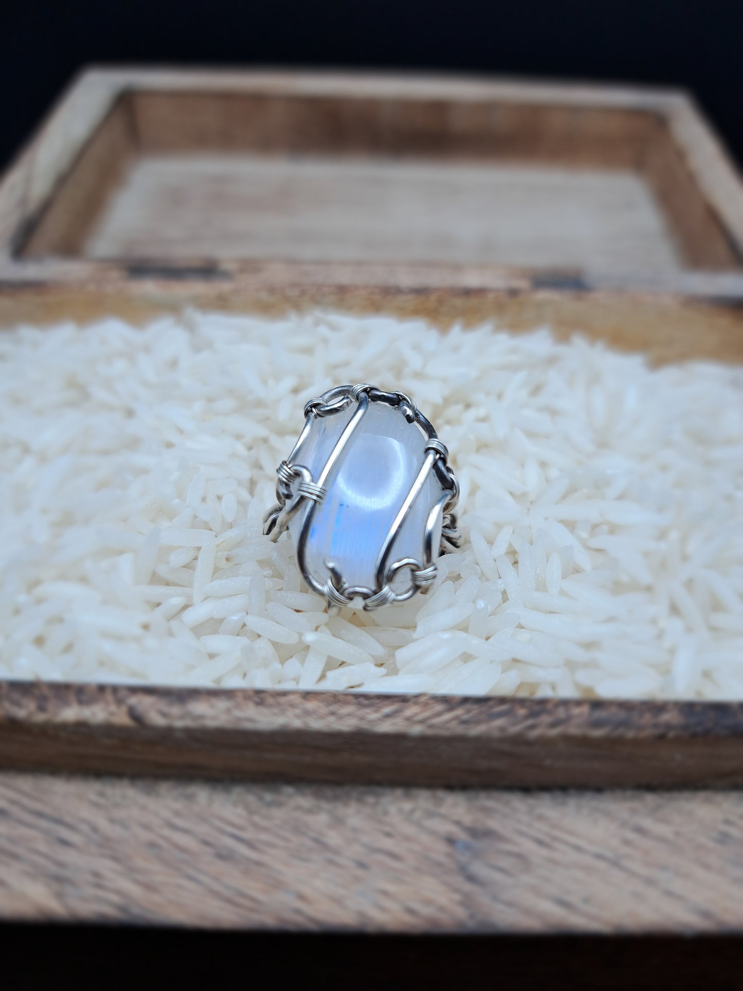 Silberring mit weißem Labradorit "Glühen der Seele"